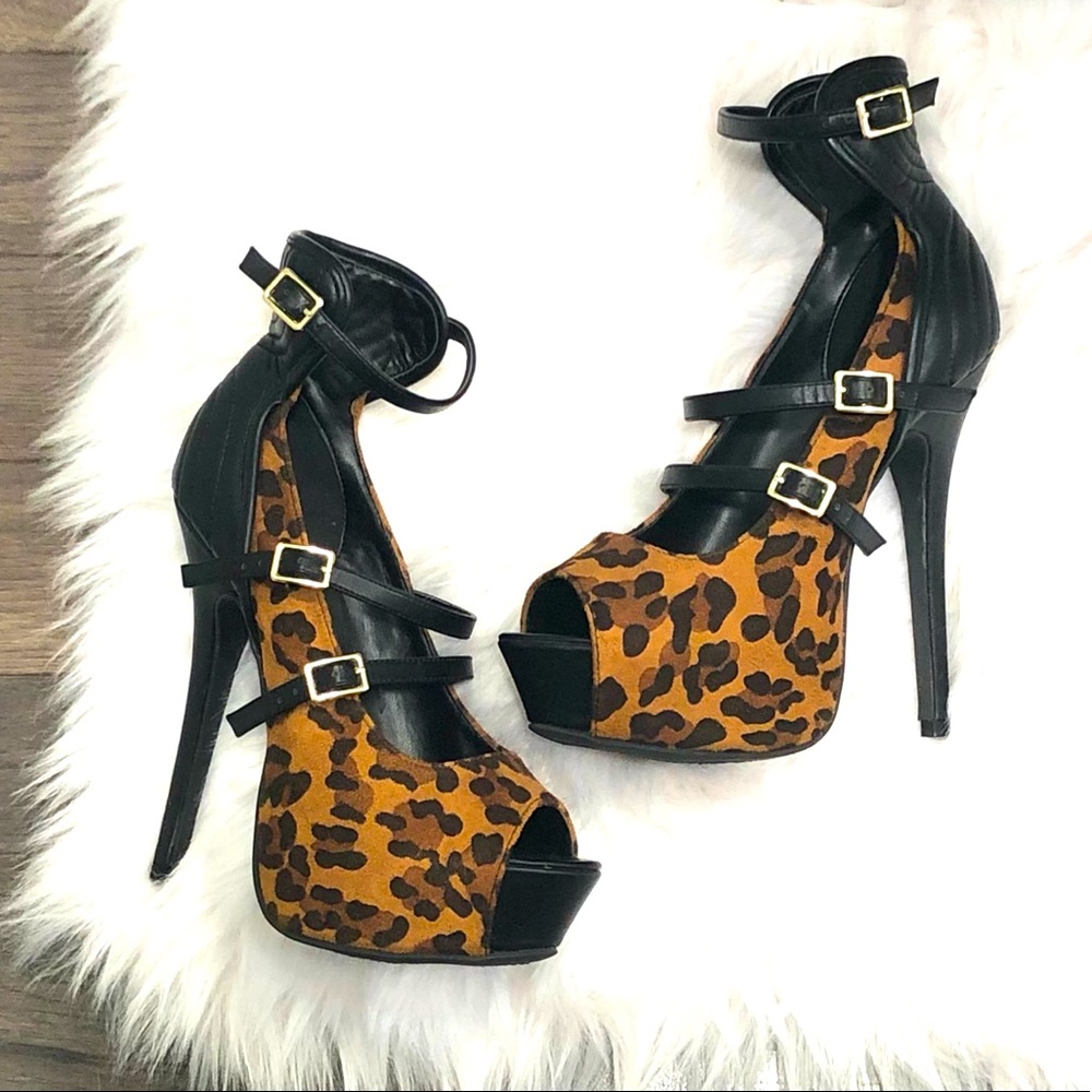 Leopard Print Platform Stiletto Super High Heel - Size: 7 - Wild Diva